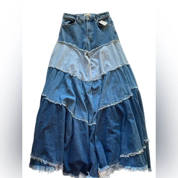 We The Free Dreamscape Tiered Denim Wide Leg size 25 NWT - Picture 6 of 14
